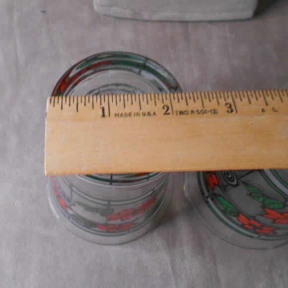 Vintage Coca-Cola Holiday Stained Glass Poinsettia Glasses Lot of 2 Tumblers - Picture 9 of 9